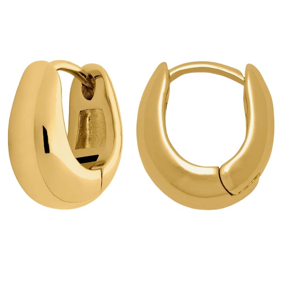 Milla Jewelry Small Gold Plated Hinge Hoop Earrings - Picture 7 of 7